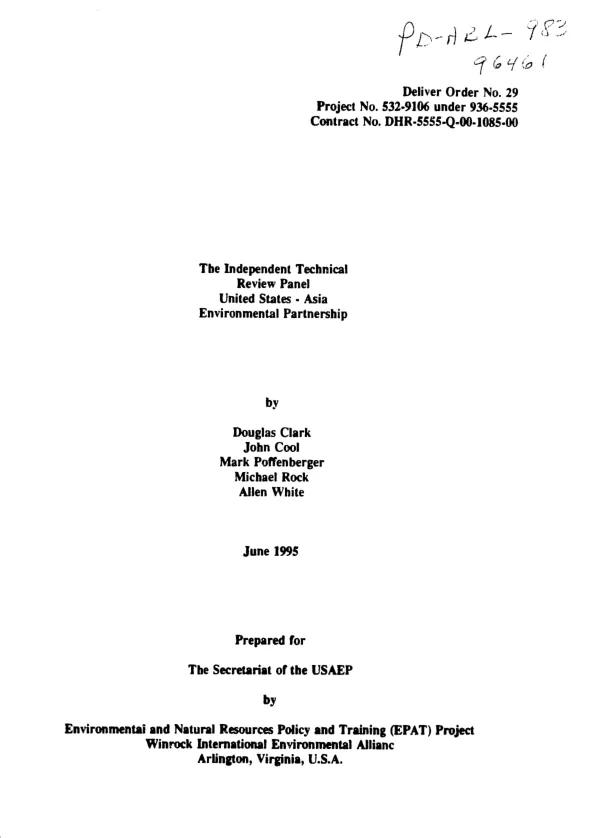 Independent technical review panel : United States-Asia Environmental Partnership