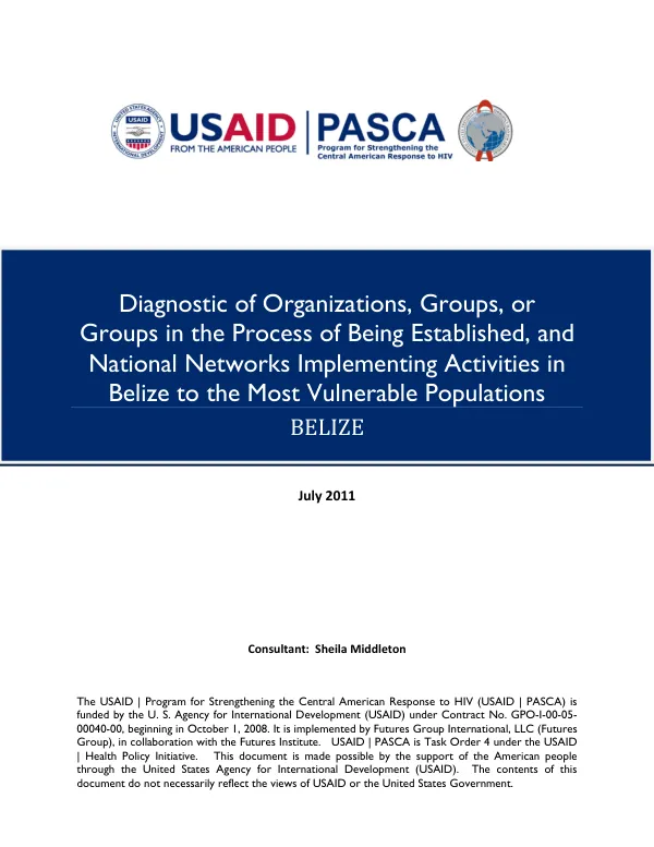 Belize. Diagnostic of Organizations, Groups, or Groups in the Process of Being Established, and National Networks Implementing Activities in Belize to the Most Vulnerable Populations.