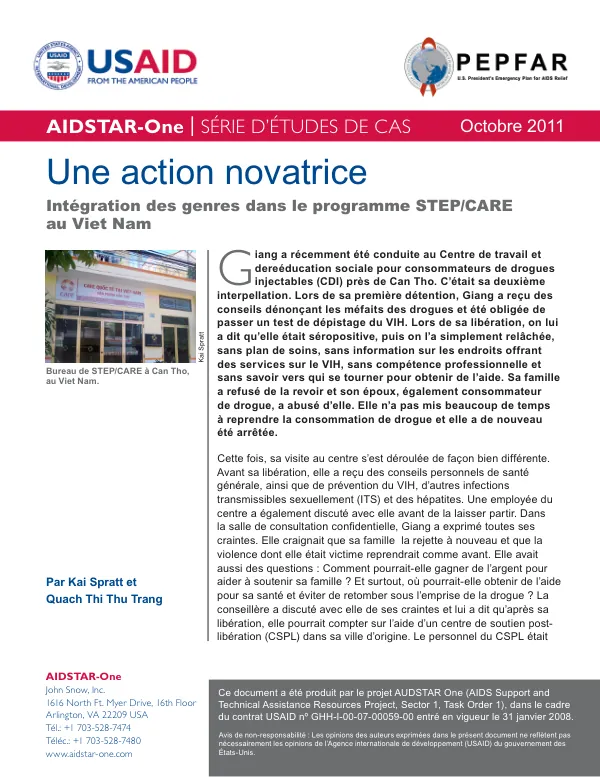 Une action novatrice : Intégration des genres dans le programme STEP/CARE au Viet Nam