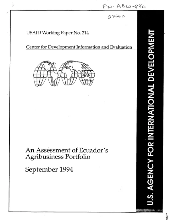 Assessment of Ecuador's agribusiness portfolio