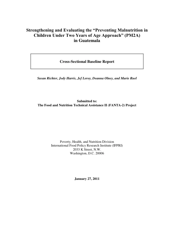 Strengthening and Evaluating the “Preventing Malnutrition in Children Under Two Years of Age Approach” (PM2A) in Guatemala