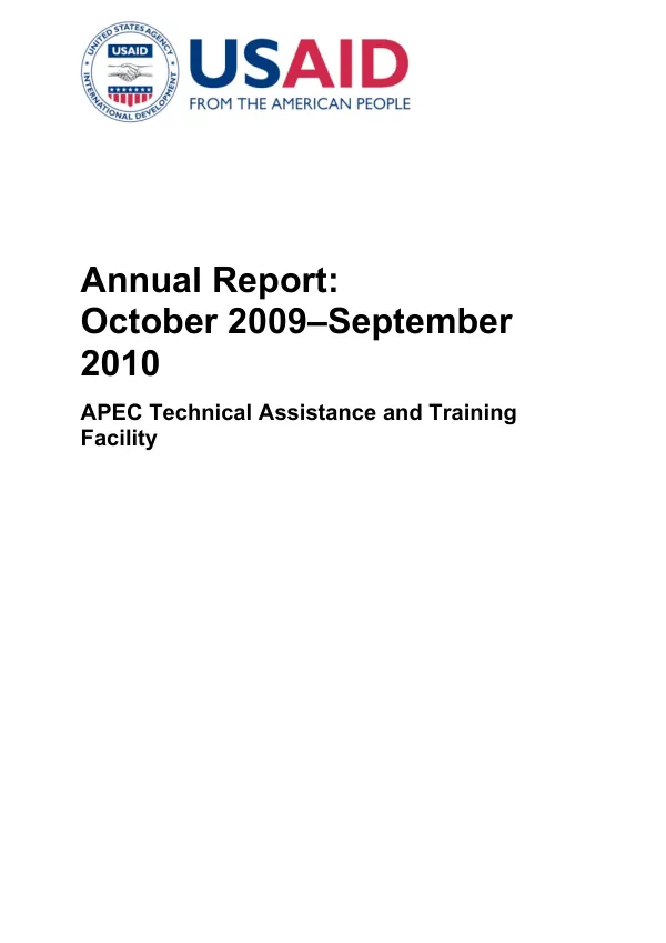 APEC Training and Technical Facility: 2010 Annual Report