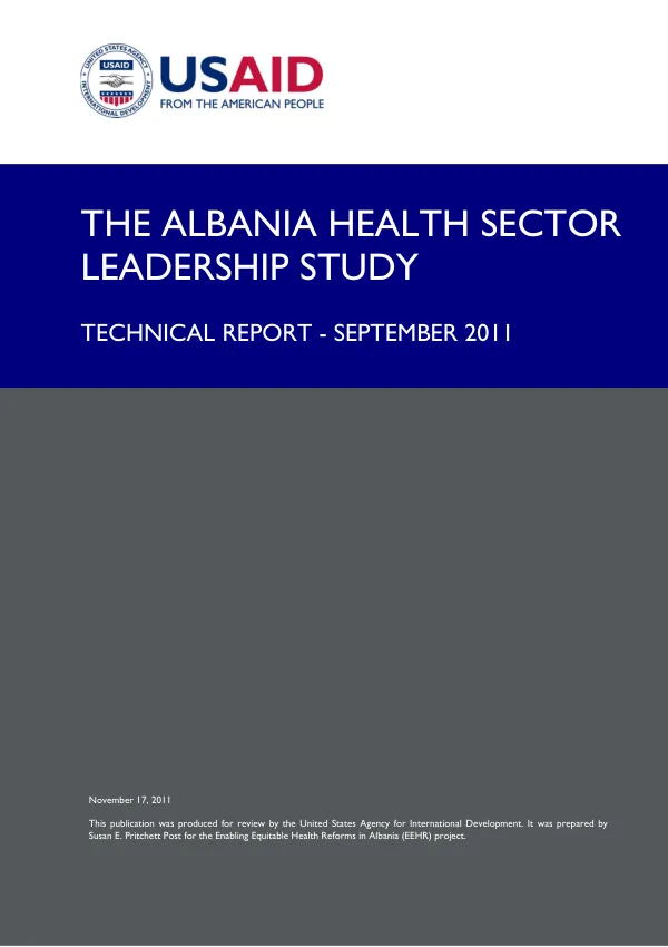 The Albania Health Sector Leadership Study, Technical Report.