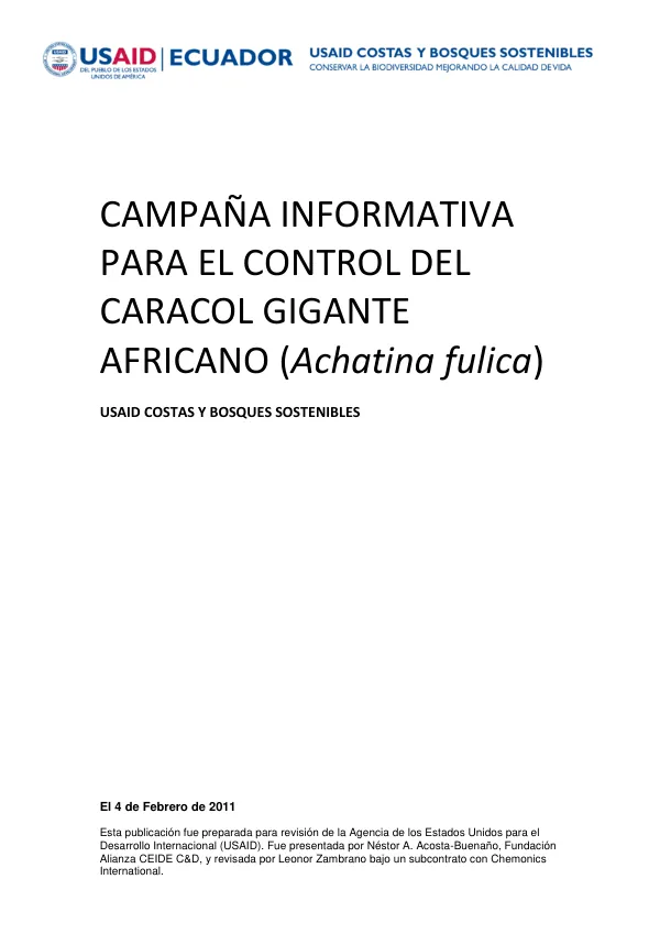 Campaña informativa para el control del caracol gigante africano (Achatina fulica)