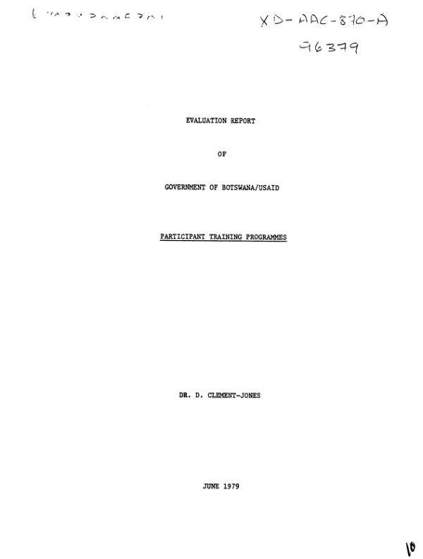 Evaluation report of Government of Botswana/USAID : participant training programmes