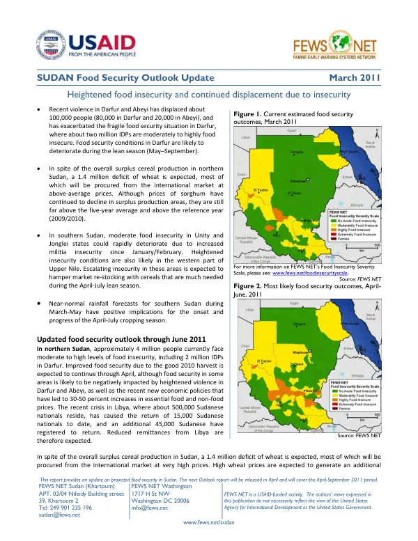 Sudan food security outlook update, March 2011