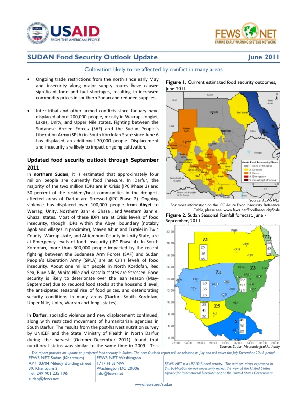 Sudan food security outlook update, June 2011
