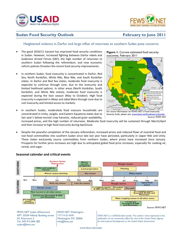 South Sudan food security outlook, February to June 2011