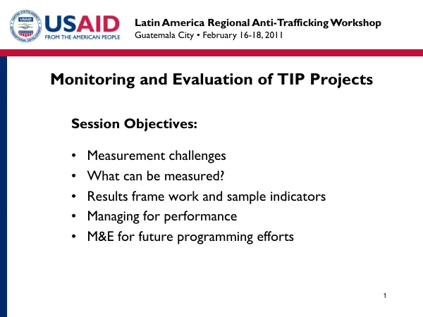 Monitoring and evaluation of TIP projects