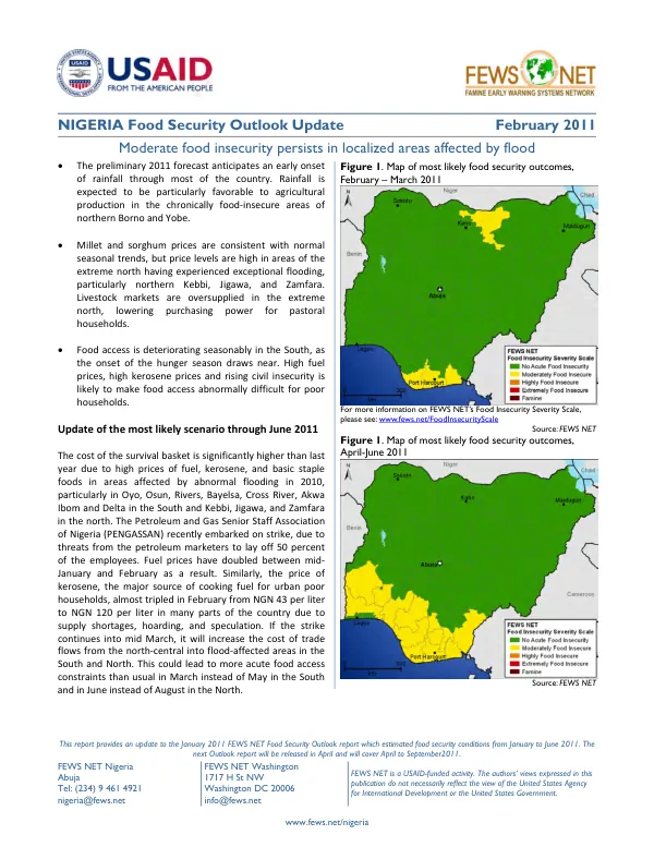Nigeria food security outlook update, February 2011