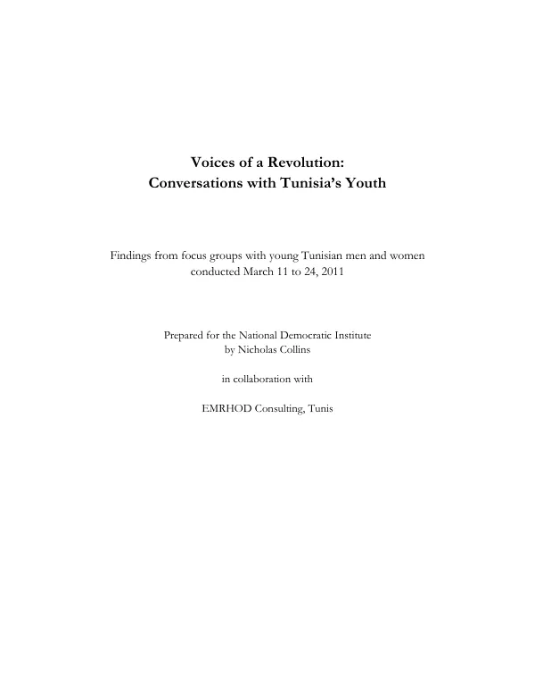 Voices of a revolution : conversations with Tunisia"s youth