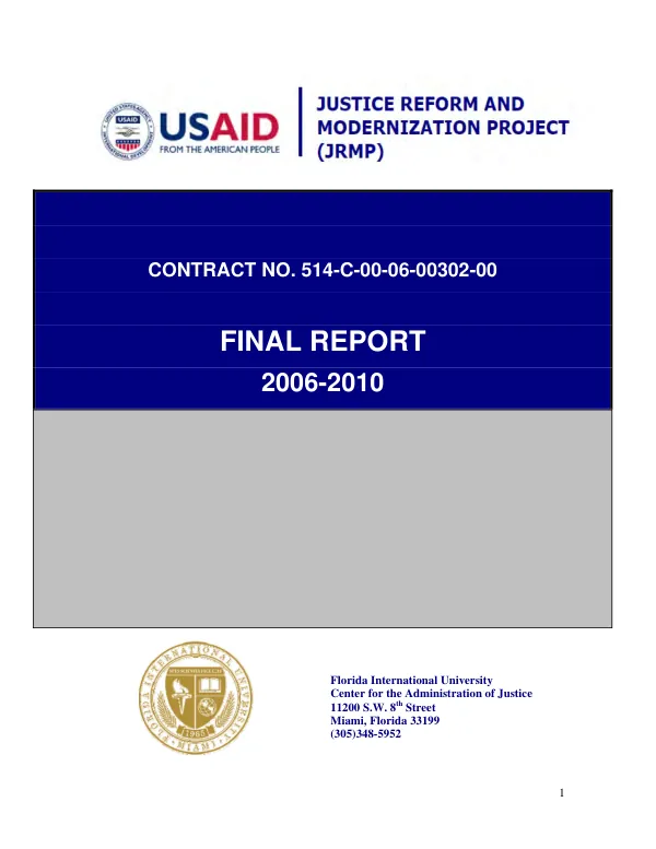 Justice reform and modernization project (JRMP), contract no. 514-C-00-06-00302-00 : final report 2006-2010