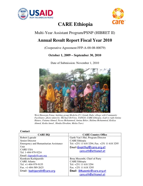 Multi-year assistant program / PSNP (HIBRET II) : annual result report fiscal year 2010 -- October 1, 2009-September 30, 2010
