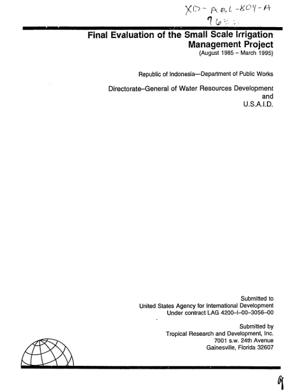 Final evaluation of the small scale irrigation management project (August 1985-March 1995)