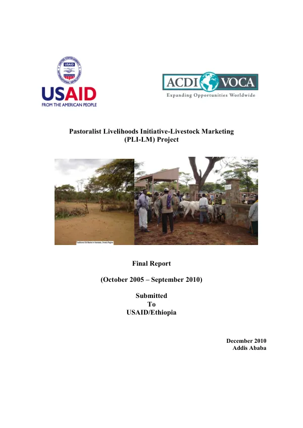 Pastoralist livelihoods initiative livestock marketing (PLI-LM) project : final report (October 2005-September 2010)