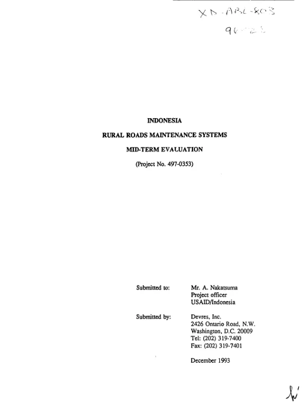Indonesia : rural roads maintenance systems -- mid-term evaluation