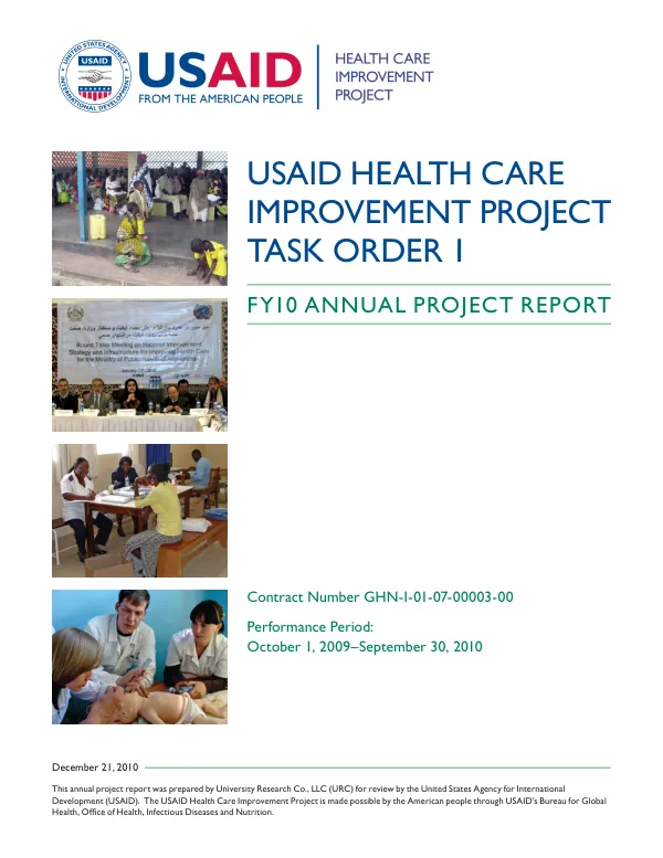 USAID health care improvement project task order 1 : FY10 annual project report