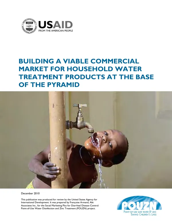 Building a viable commercial market for household water treatment products at the base of the pryamid