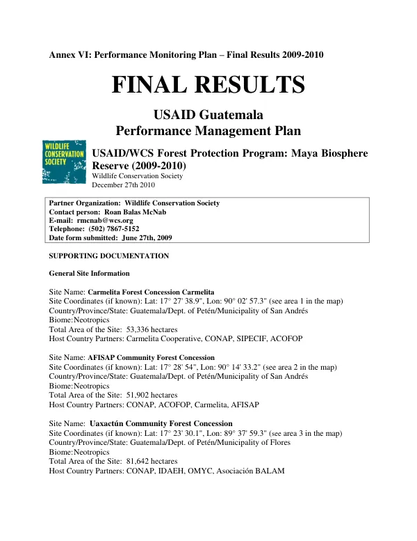 Final results : USAID Guatemala -- performance management plan [2009-2010]