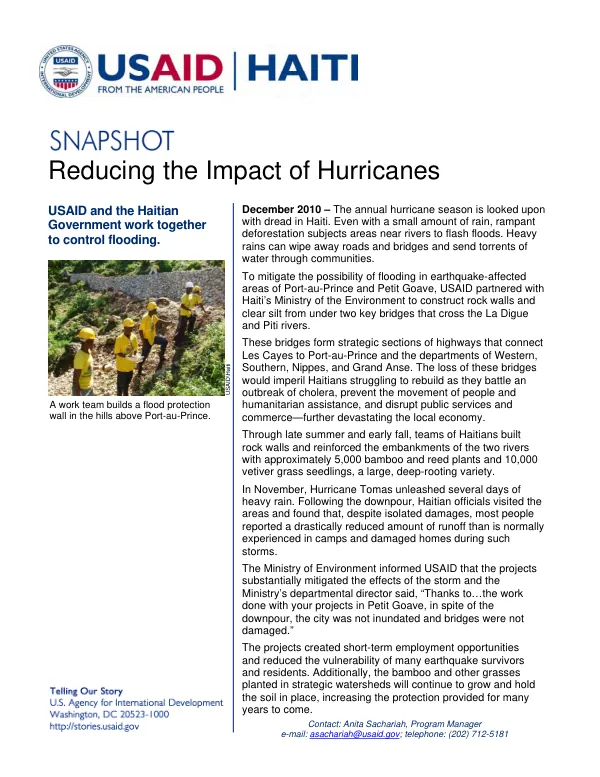 Snapshot : reducing the impact of hurricanes