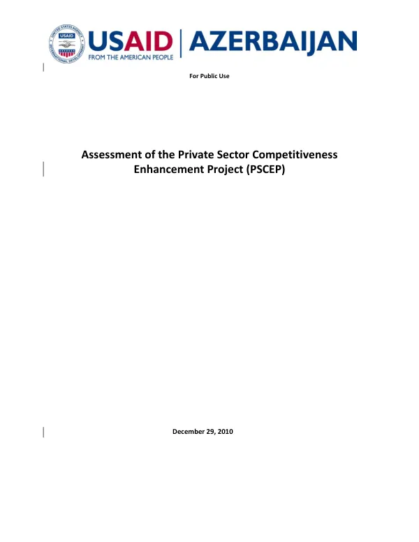 Assessment of the private sector competitiveness enhancement project (PSCEP)