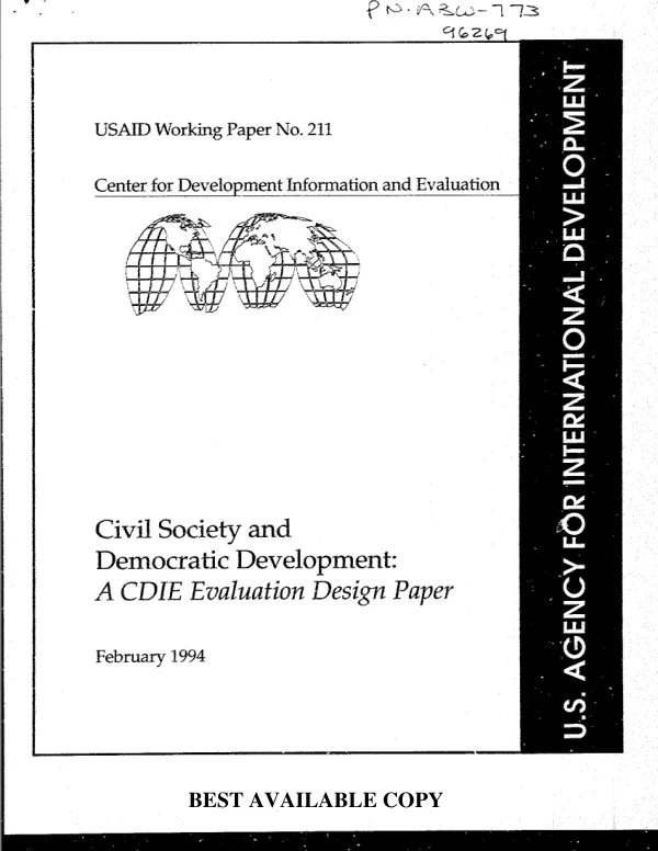 Civil society and democratic development : a CDIE evaluation design paper