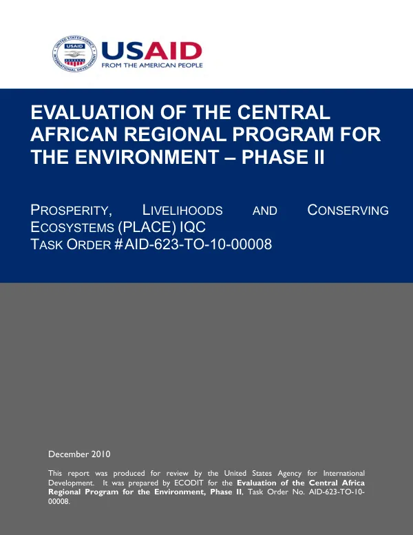 Evaluation of the central African regional program for the environment -- phase II