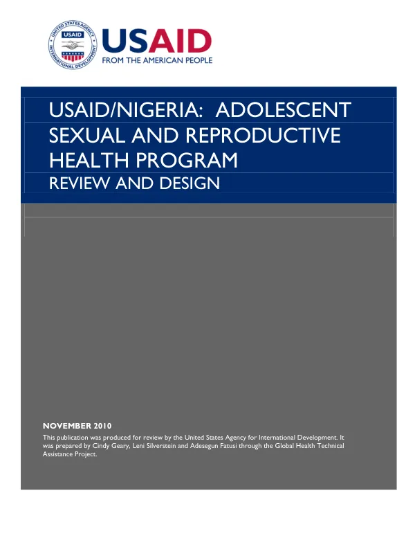 USAID/Nigeria : adolescent sexual and reproductive health program -- review and design