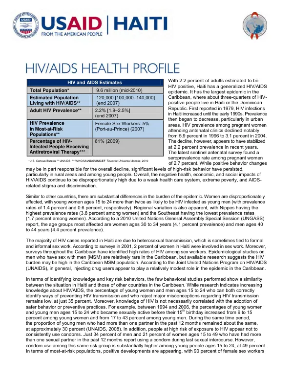 Haiti HIV/AIDS health profile