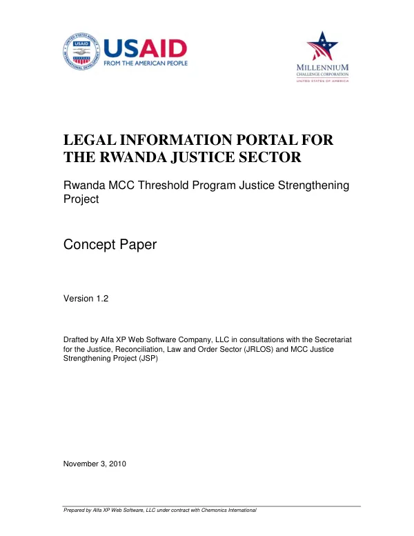 Legal information portal for the Rwanda justice sector : concept paper, version 1.2