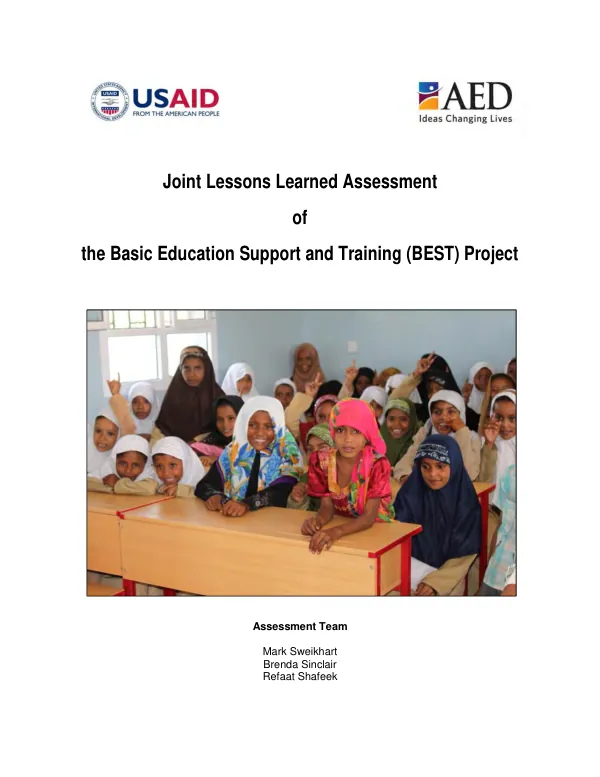 Joint lessons learned assessment of the basic education support and training (BEST) project