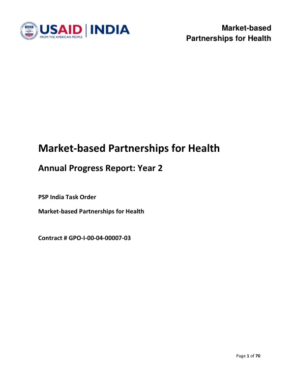 Market-based partnerships for health annual progress report : year 2