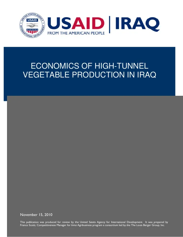 Economics of high-tunnel vegetable production in Iraq