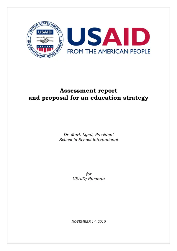 Assessment report and proposal for an education strategy