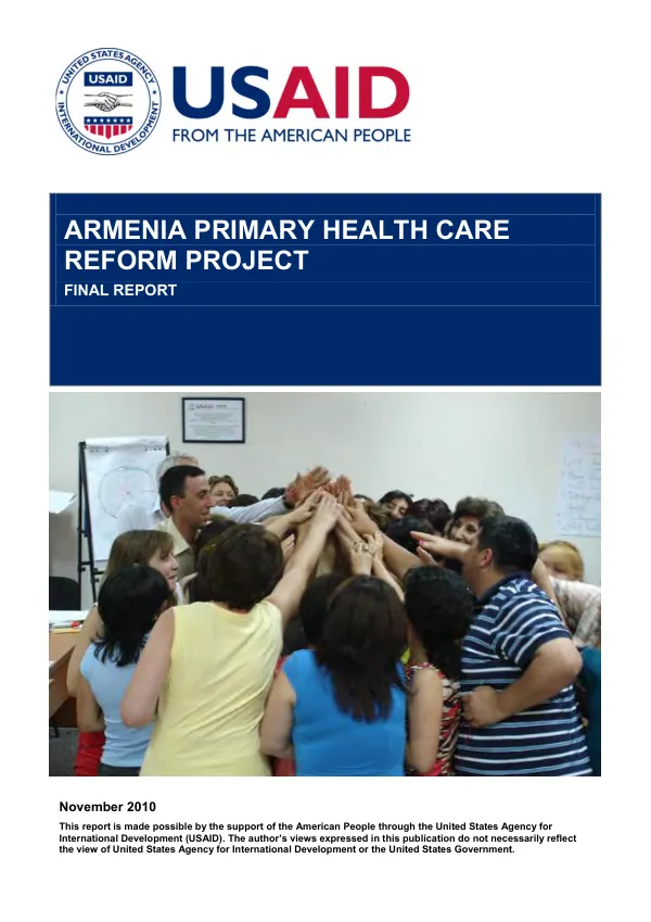 Armenia primary health care reform project : final report