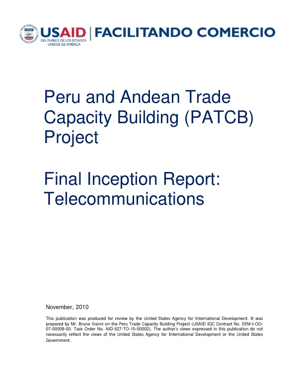 Final inception report : telecommunications