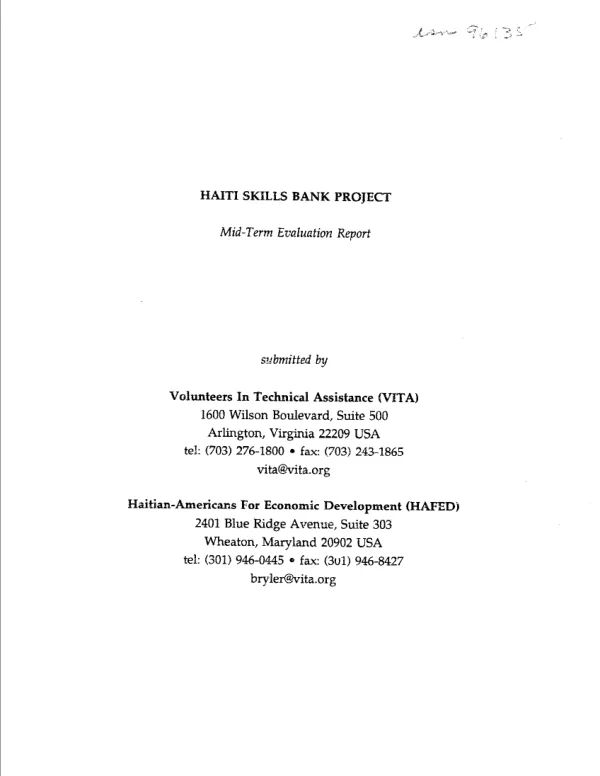 Haiti Skills Bank project : mid-term evaluation report