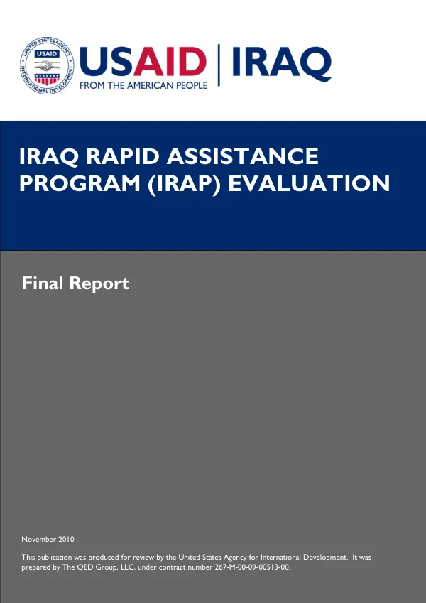 Iraq rapid assistance program (IRAP) evaluation