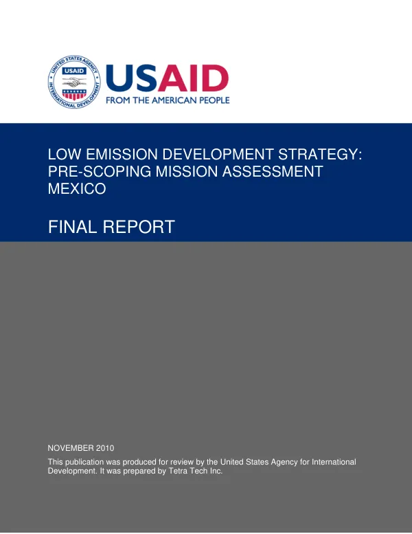 Low emission development strategy : pre-scoping mission assessment -- Mexico : final report
