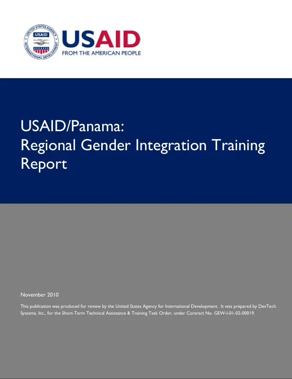 USAID Panama : regional gender integration training report