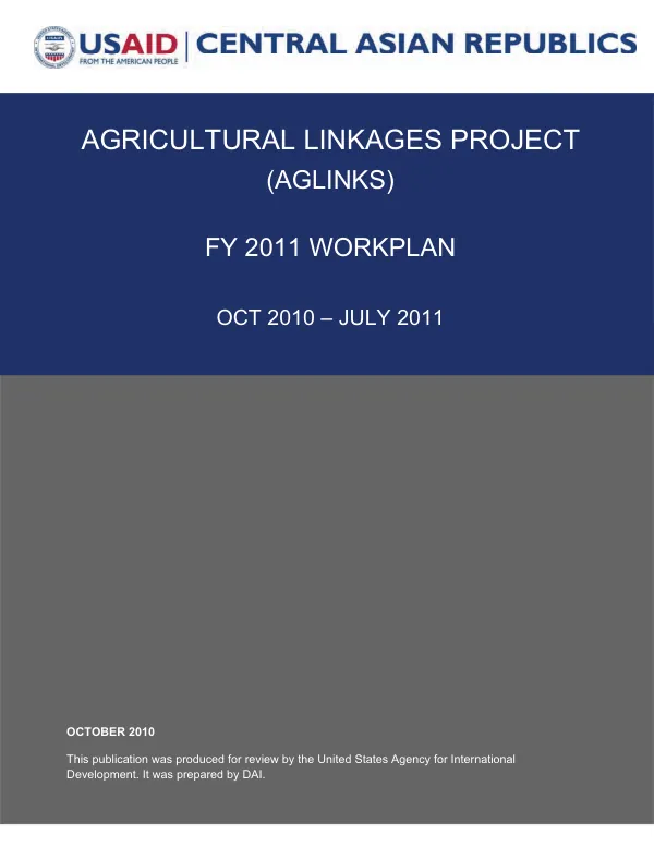 Agricultural linkages project (AGLINKS) : FY 2011 workplan -- Oct 2010-Jul 2011