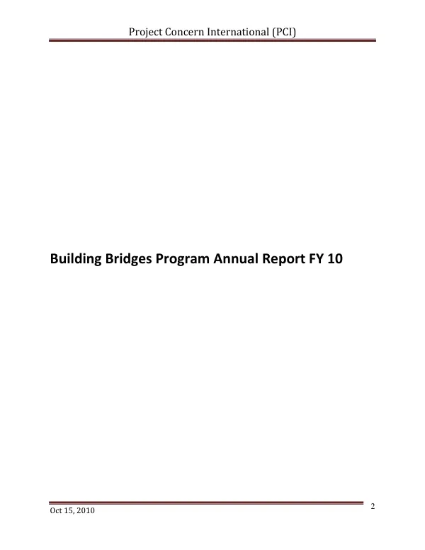 Building bridges program annual report FY 10