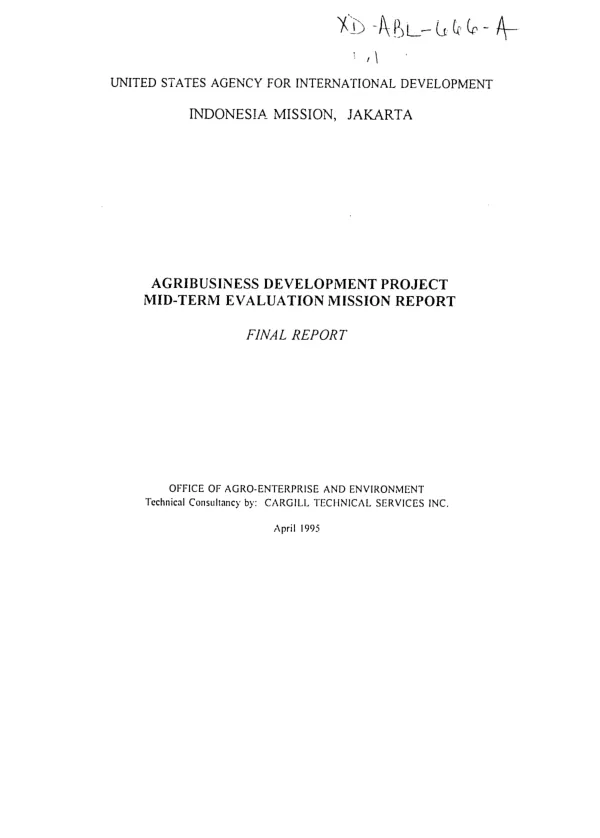 Agribusiness development project : mid-term evaluation mission report -- final report