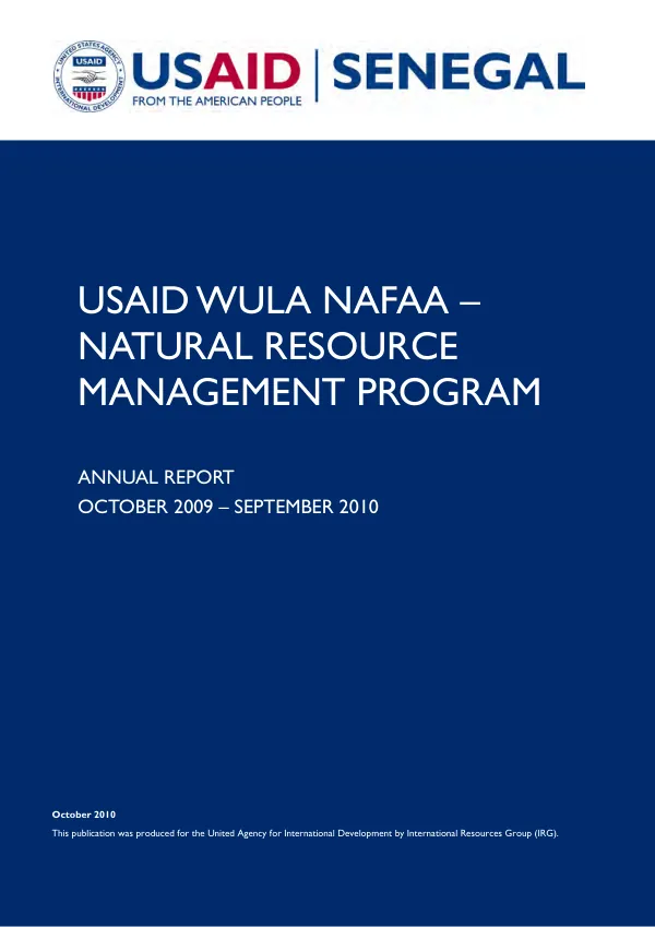 USAID Wula Nafaa - natural resource management program : annual report, October 2009-September 2010