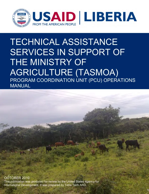 Technical assistance services in support of the Ministry of Agriculture (TASMOA) : Program Coordination Unit (PCU) operations manual