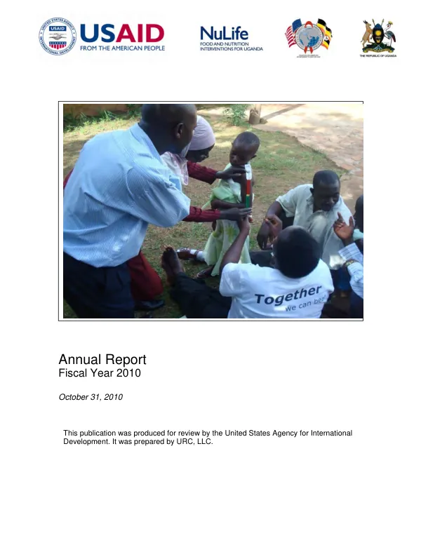 NuLife (food and nutrition interventions for Uganda) : annual report, fiscal year 2010