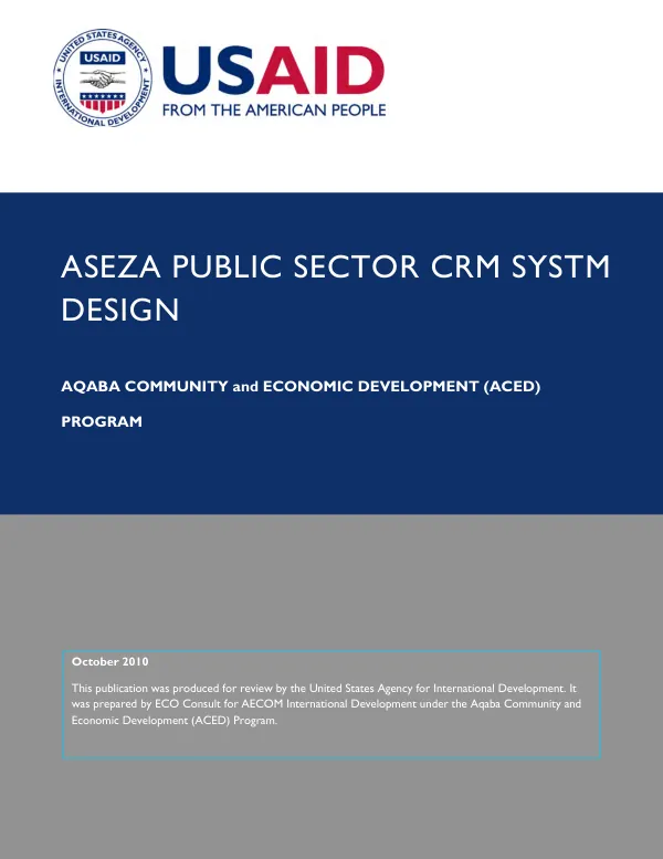 Aseza public sector CRM systm [i.e. system] design
