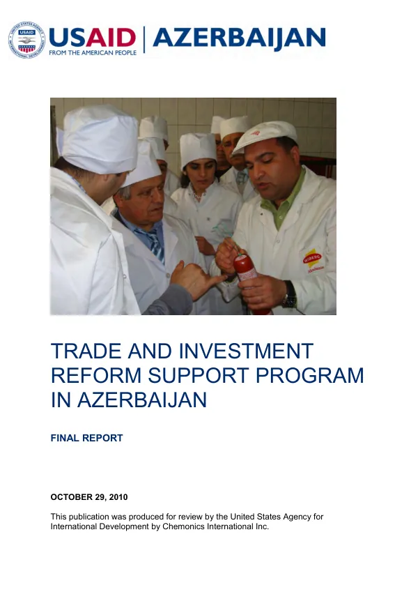 Trade and investment reform support program in Azerbaijan : final report