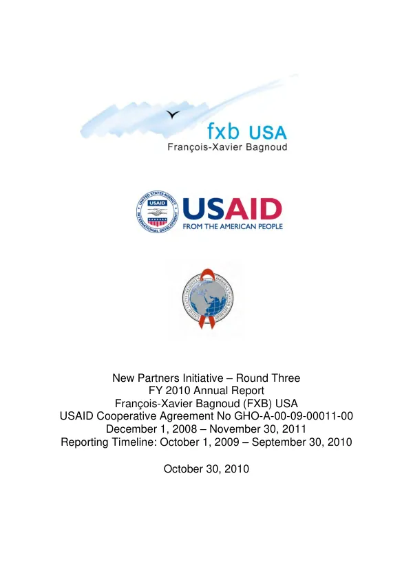 New partners initiative - round three : FY 2010 annual report, October 1, 2009-September 30, 2010