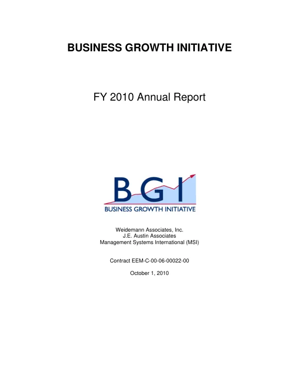 Business growth initiative : FY 2010 annual report
